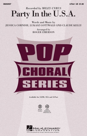 Party in the U.S.A. for 2-part choir and piano choral score