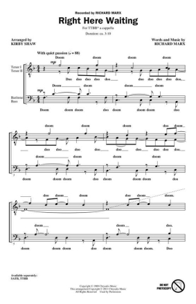 Right Here Waiting TTBB a Cappella Chorpartitur