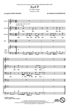 Harold Faltermeyer, Axel F TTBB a Cappella Chorpartitur