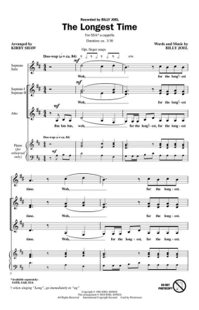 The Longest Time SSA Chorpartitur