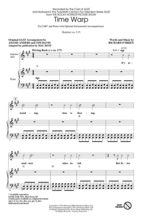 Richard O'Brien, Time Warp (from The Rocky Horror Picture Show) SAB and Piano Chorpartitur