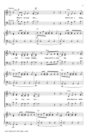 Just The Way You Are for mixed choir (SAB) and piano choral score