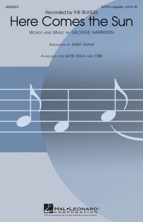 Here Comes The Sun for mixed choir a cappella choral score