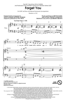 Ari Levine_Brody Brown_Bruno Mars_Philip Lawrence_Thomas Callaway, For SAB Chorpartitur