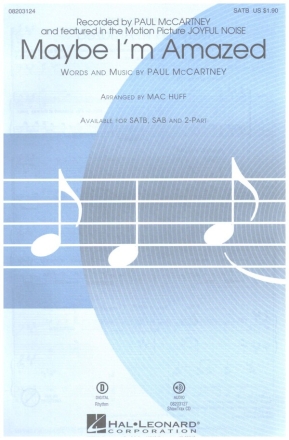Maybe I'm amazed for mixed chorus and piano score
