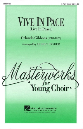 Orlando Gibbons, Vive in Pace 3-Part Choir Chorpartitur