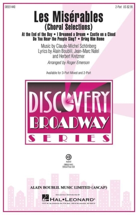 Les Misrables (choral selections) for 2-part choir and piano choral score
