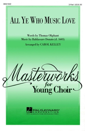 Baldassare Donato, All Ye Who Music Love 2-Part Choir and Piano Chorpartitur