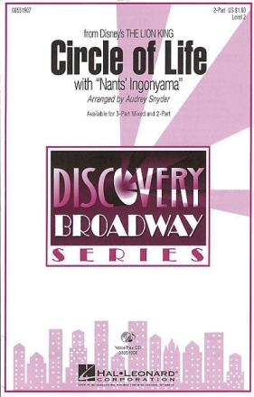 Circle of Life with 'Nants' Ingonyama' for 2-part choir and piano score