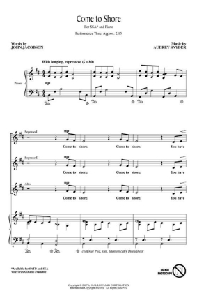 Audrey Snyder_John Jacobson, Come to Shore SSA Chorpartitur