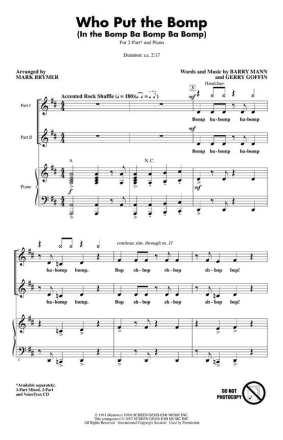 Who Put the Bomp 2-Part Choir Chorpartitur