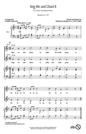 Thomas Morley, Sing We and Chant It 2-Part Choir Chorpartitur