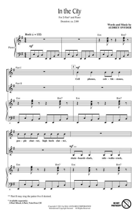 Audrey Snyder, In the City 2-Part Choir Chorpartitur