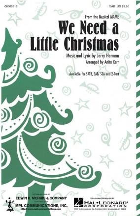 Jerry Herman, We Need a Little Christmas SAB Chorpartitur
