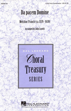 Melchior Franck, Da pacem Domine 4-Part Chorpartitur