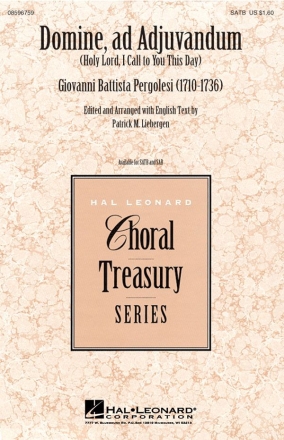 Giovanni Battista Pergolesi, Domine, ad Adjuvandum SATB Chorpartitur