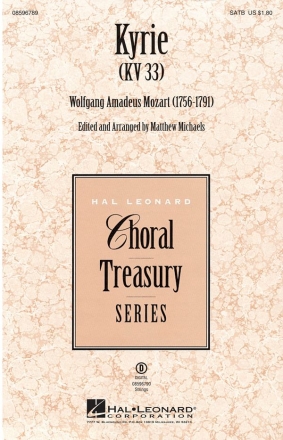 Wolfgang Amadeus Mozart, Kyrie KV33 SATB Chorpartitur