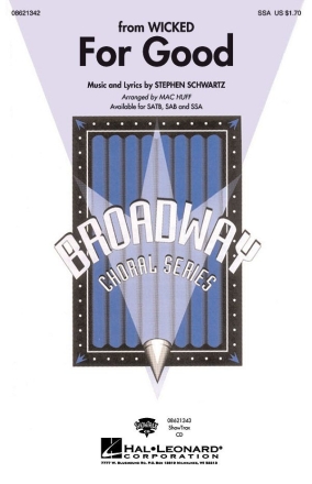 Stephen Schwartz, For Good SSA and Piano Chorpartitur