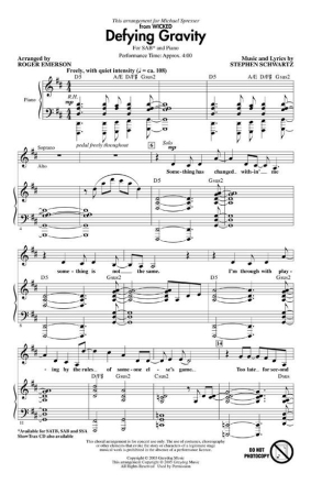 Stephen Schwartz, Defying Gravity SAB and Piano Chorpartitur