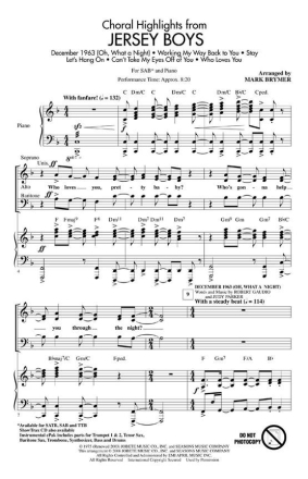 Jersey Boys Choral Highlights SAB Chorpartitur