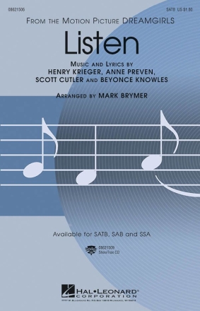 Listen (from Dreamgirls) SATB and Accompaniment Chorpartitur