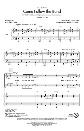 Cy Coleman, Come Follow the Band SAB Chorpartitur