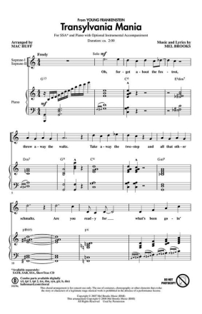 Transylvania Mania from Young Frankenstein SSA Chorpartitur
