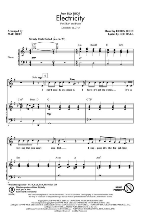 Elton John, Electricity SSA Chorpartitur