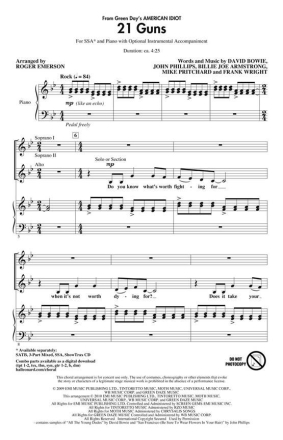 Billie Joe Armstrong_David Bowie_Frank Wright_John Phillips_Mike Pritc SSA Chorpartitur
