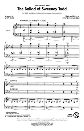Stephen Sondheim, The Ballad of Sweeney Todd SAB Chorpartitur