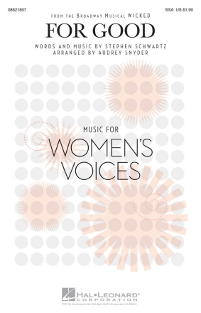 Stephen Schwartz, For Good SSAA a Cappella Chorpartitur