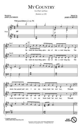 John Purifoy, My Country 2-Part Choir Chorpartitur