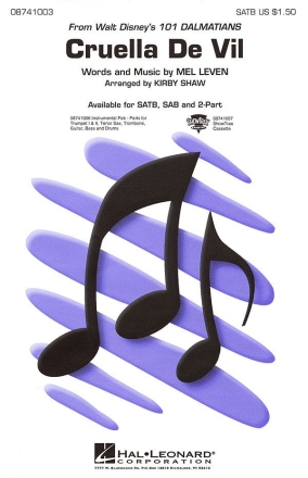 Mel Leven, Cruella De Vil SATB Chorpartitur