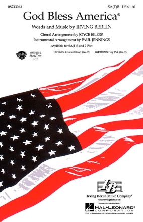 Irving Berlin, God Bless America SA[T]B Chorpartitur