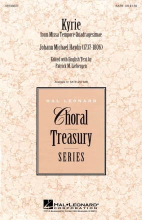 Johann Michael Haydn, Kyrie (from Missa Tempore Quadragesimae) SATB Chorpartitur