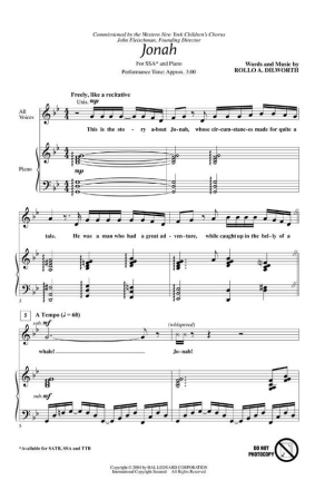 Rollo Dilworth, Jonah SSA Chorpartitur