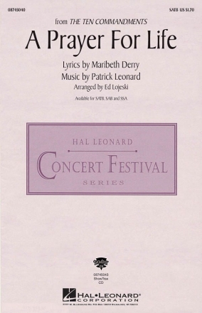 Patrick  Leonard, A Prayer For Life (The Ten Commandments) - SATB SATB and Piano Chorpartitur
