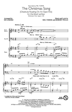 The Christmas Song for 3-part mixed choir and piao choral score