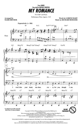 Richard Rodgers, My Romance SAB Chorpartitur