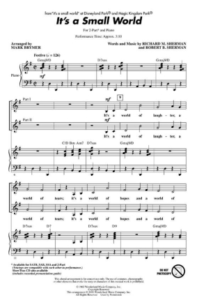 Richard M. Sherman_Robert B. Sherman, It's a Small World 2-Part Choir Chorpartitur