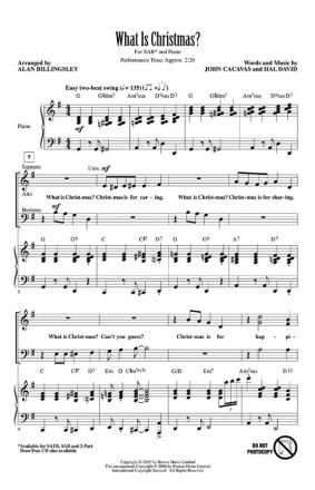 Hal David_John Cacavas, What Is Christmas SAB Chorpartitur