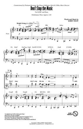 Kirby Shaw, Don't Stop the Music Chor CD