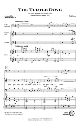 The Turtle Dove SAB and Piano Chorpartitur