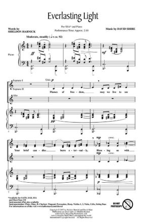 David Shire_Sheldon Harnick, Everlasting Light SSA Chorpartitur