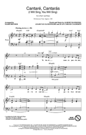 Albert Hammond, Cantare, Cantaras 2-Part Choir Chorpartitur