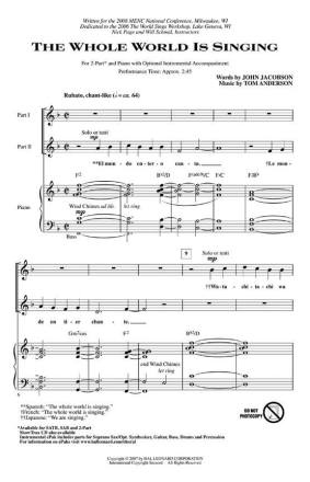 John Jacobson_Tom Anderson, The Whole World Is Singing 2-Part Choir Chorpartitur