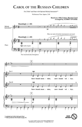 Carol of the Russian Children SA and Piano Chorpartitur