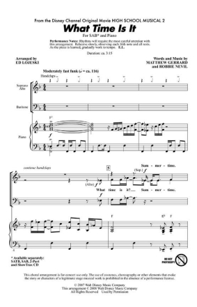 Matthew Gerrard_Robbie Nevil, What Time Is It (Aus: High School Musica Choir [SAB] Chorpartitur