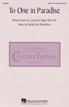 Timothy Tharaldson, To One in Paradise SATB a Cappella Chorpartitur