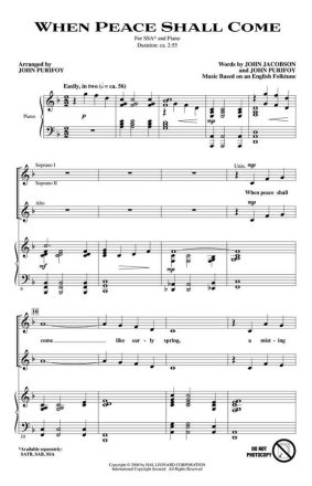 John Jacobson_John Purifoy, When Peace Shall Come SSA Chorpartitur